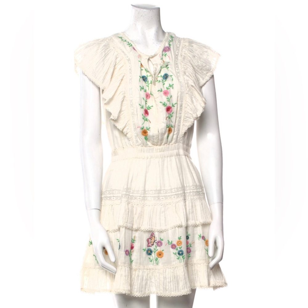 Love Shack Fancy Embroidered Mini Dress (White)